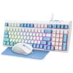 Havit KB897CM Professional RGB Backlit Gaming Keyboard, Mouse and MousePad Combo USB RGB Color Red Switch Axis Body Features for Desktop