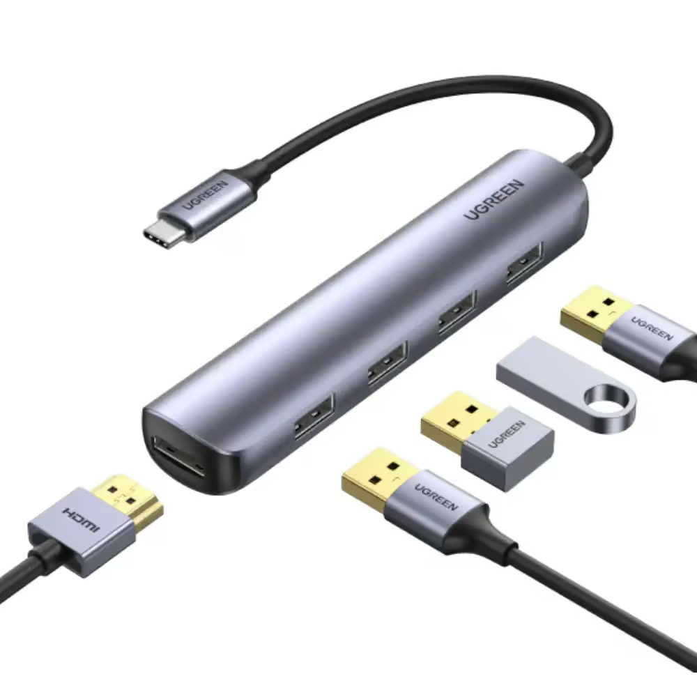 UGREEN-20197-USB-C-5-in-1-Multiport-Hub-HDMI-4K@30Hz UGREEN 20197 USB-C to 4*USB 3.0+HDMI Adapter - Image 1