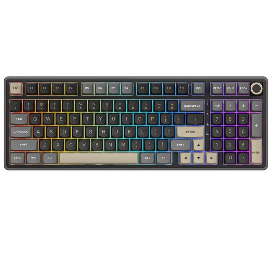 RK ROYAL KLUDGE R98Pro Gasket Wired Mechanical Keyboard Royal Kludge R98 Pro 96% Wired Mechanical Gaming Keyboard – RGB, Hot-Swappable Cream Linear Switch, Gasket Mount, MDA PBT Keycaps, Numpad & Knob (Phantom) - Image 1