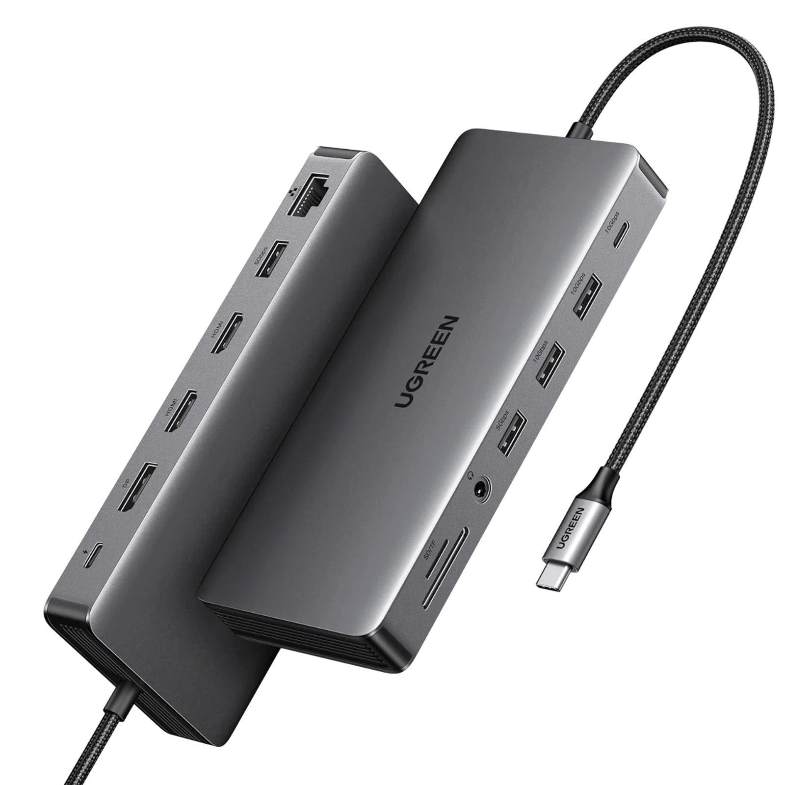 UGREEN 15978 13-in-1 Revodok Pro 313 Docking Station UGREEN 15978 USB-C Docking Station – 2× HDMI 4K@60Hz, DP, 4× USB-A, USB-C, Gigabit LAN, SD/TF, 3.5mm, PD - Image 1
