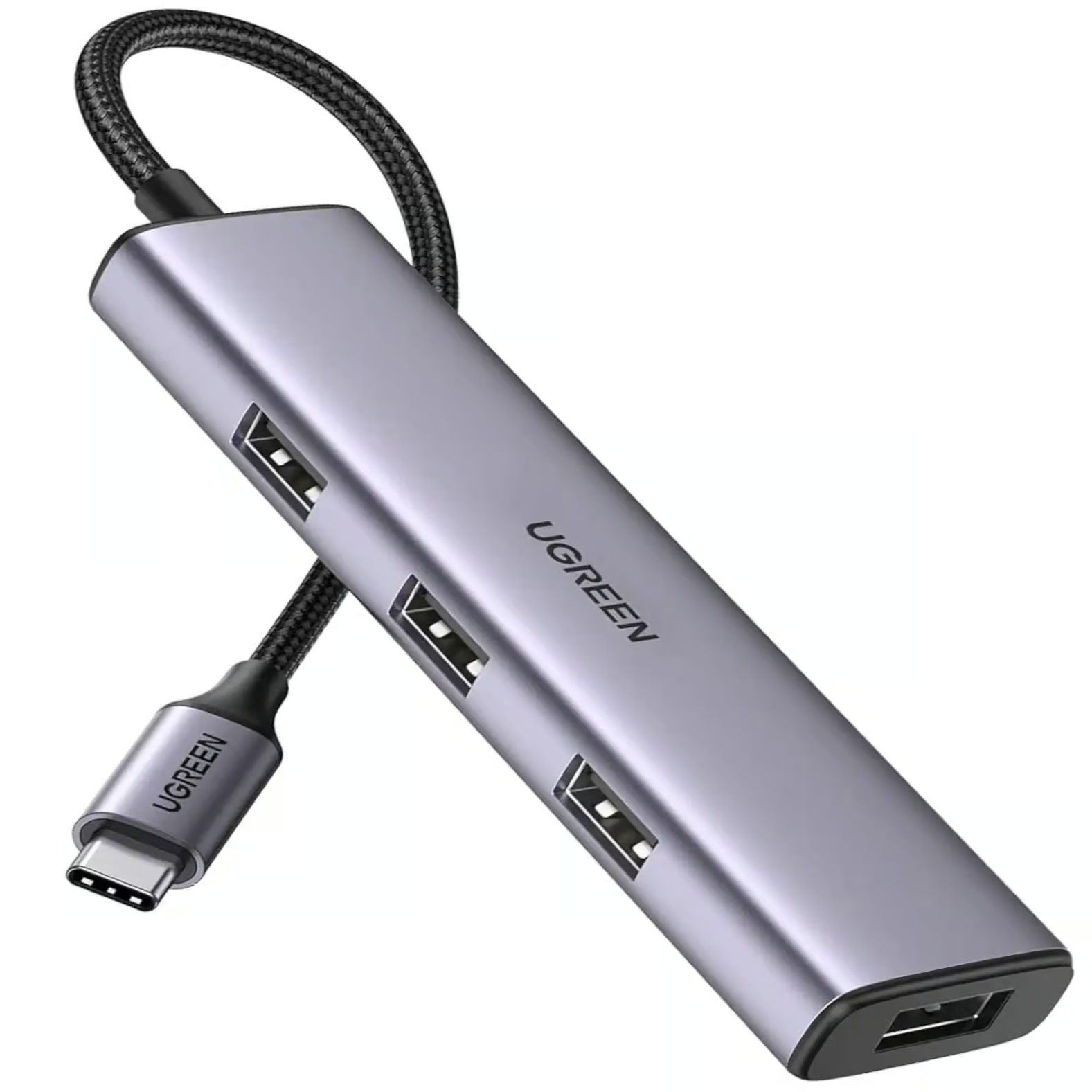 UGREEN 20841 Aluminum 4 in 1 USB C to USB 3.0 Hub UGREEN 20841 USB-C 3.0 4-Port Hub – No Power Port - Image 1
