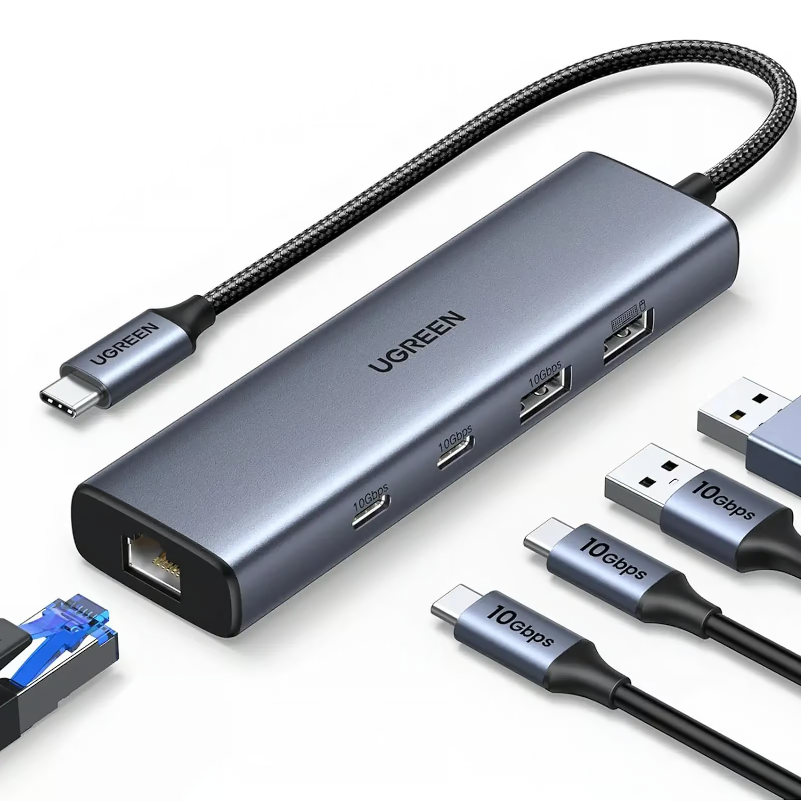 UGREEN 45320 6-in-1 USB C Hub UGREEN 45320 USB-C Docking Station – 2× USB-A, 2× USB-C, Gigabit LAN, PD - Image 1