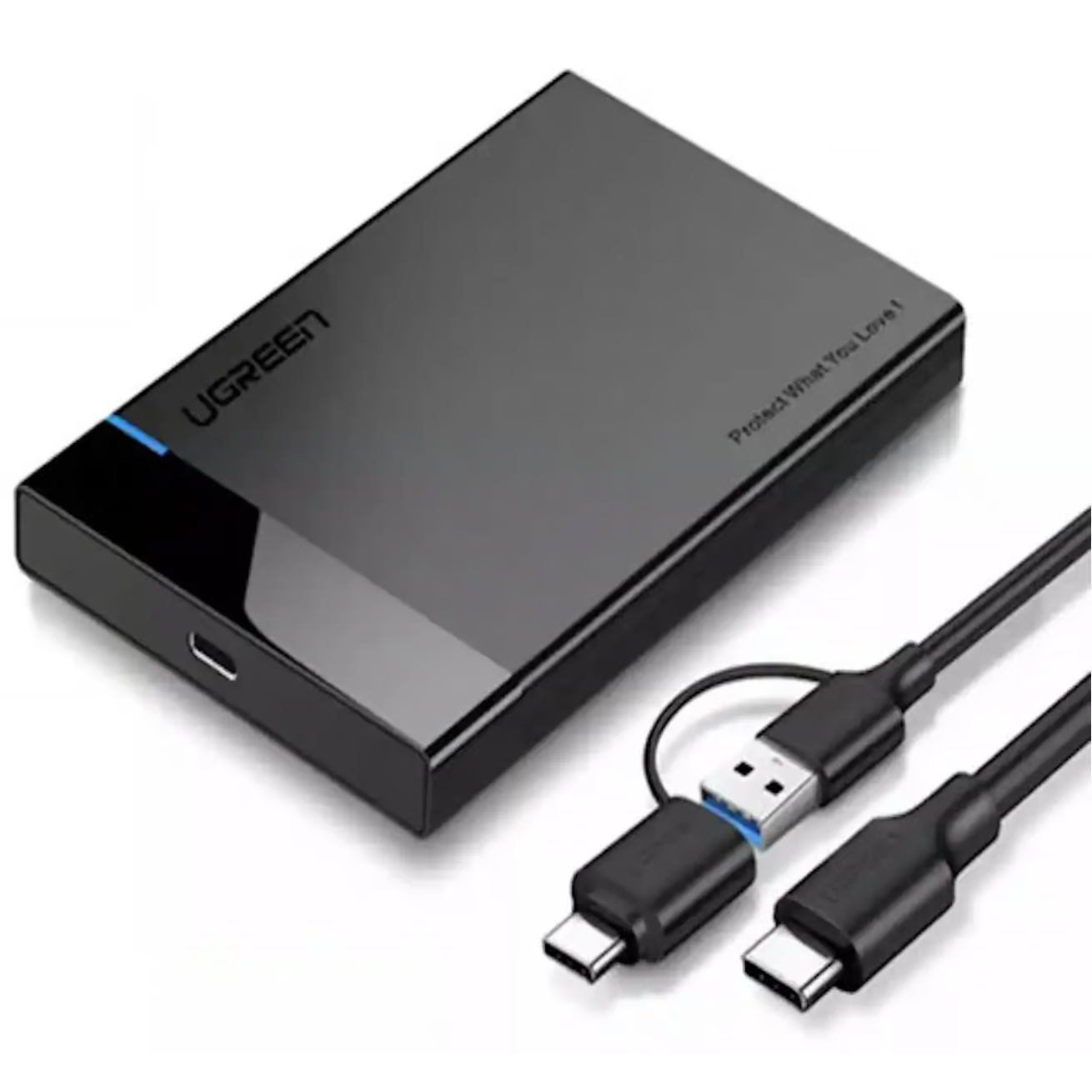 UGREEN-60735 USB-3.1-2.5-Hard-Drive-Enclosure UGREEN 60735 USB 3.1 2.5" Hard Drive Enclosure 6G with USB-A to USB-C Cable + USB-C to USB-C Cable - Image 1