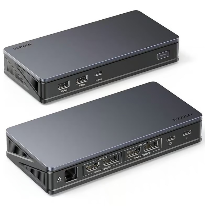 UGREEN 90912 USB-C 9-IN-1 TRIPLE DISPLAY DOCKING STATION UGREEN 90912 USB-C Docking Station – 2× HDMI 4K@60Hz, 2× DP, 2× USB-A, USB-C, Gigabit LAN, PD - Image 1