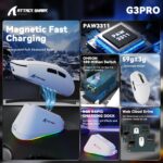 ATTACK SHARK G3 PRO Tri-mode Wireless Gaming Mouse with Charge Dock 25000 DPI Ultra Lightweight White - Image 6