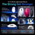 ATTACK SHARK V6 Ultra-Light Tri-Mode Gaming Mouse White - Image 10