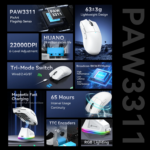 ATTACK SHARK X11 Wireless Gaming Mouse with Charging Dock White - Image 8