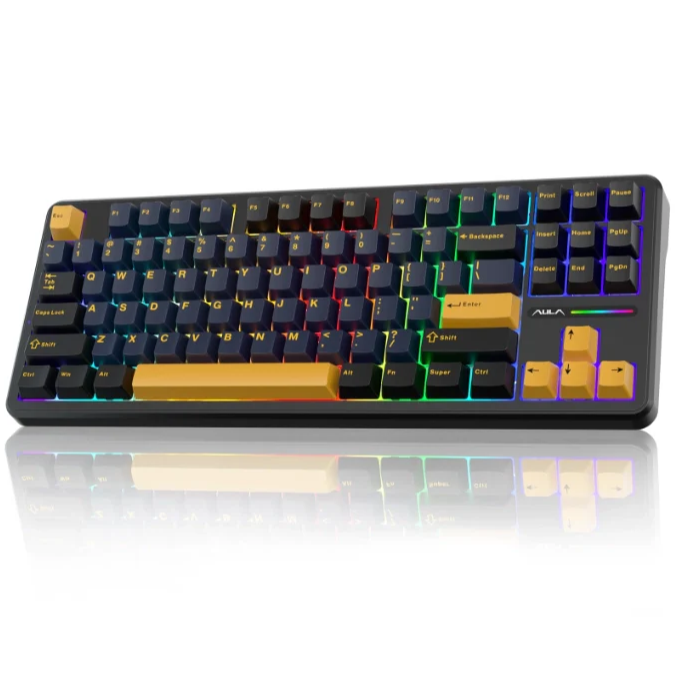 AULA- F87 Wireless Mechanical Keyboard thunder black AULA F87 Wireless Mechanical Gaming Keyboard Thunder Black Graywood Switch V3 - Image 1