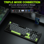 AULA F99 Pro Knob Mechanical Keyboard Black + Gray + Green Graywood Switch V3 - Image 3