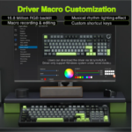 AULA F99 Pro Knob Mechanical Keyboard Black + Gray + Green Graywood Switch V3 - Image 8