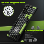 AULA F99 Pro Knob Mechanical Keyboard Black + Gray + Green Graywood Switch V3 - Image 7
