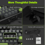 AULA F99 Pro Knob Mechanical Keyboard Black + Gray + Green Graywood Switch V3 - Image 4
