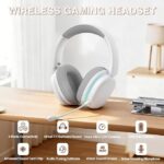 AULA G7 Pro Over-Ear PC Microphone Wireless Gaming Headset, Bluetooth / 2.4G / Wired Low-Latency ,USB 7.1 Sound Card White - Image 3