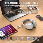 AULA G7 Pro Over-Ear PC Microphone Wireless Gaming Headset, Bluetooth / 2.4G / Wired Low-Latency ,USB 7.1 Sound Card White - Image 4