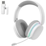 AULA G7 Pro Over-Ear PC Microphone Wireless Gaming Headset, Bluetooth / 2.4G / Wired Low-Latency ,USB 7.1 Sound Card White