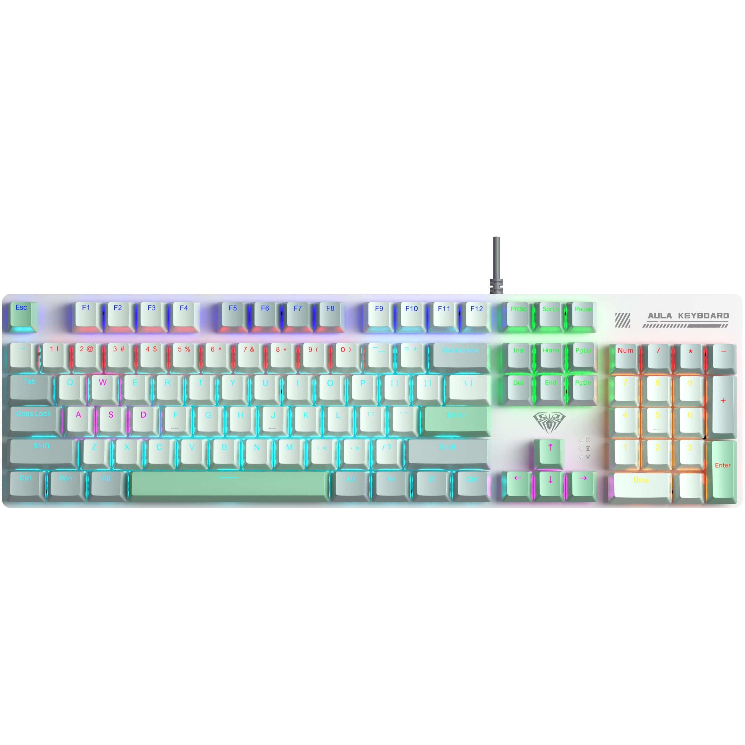 AULA S500 Mechanical Keyboard white & green AULA S500 Mechanical Keyboard White & Green Red switch - Image 1