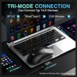 AULA SC680 Tri-Mode PAW3395 Sensor, Adjustable 26000 DPI Wireless Gaming Mouse Black - Image 3