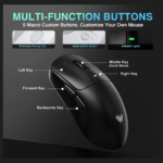 AULA SC680 Tri-Mode PAW3395 Sensor, Adjustable 26000 DPI Wireless Gaming Mouse Black - Image 8