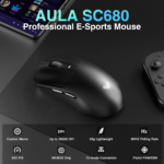 AULA SC680 Tri-Mode PAW3395 Sensor, Adjustable 26000 DPI Wireless Gaming Mouse Black - Image 2