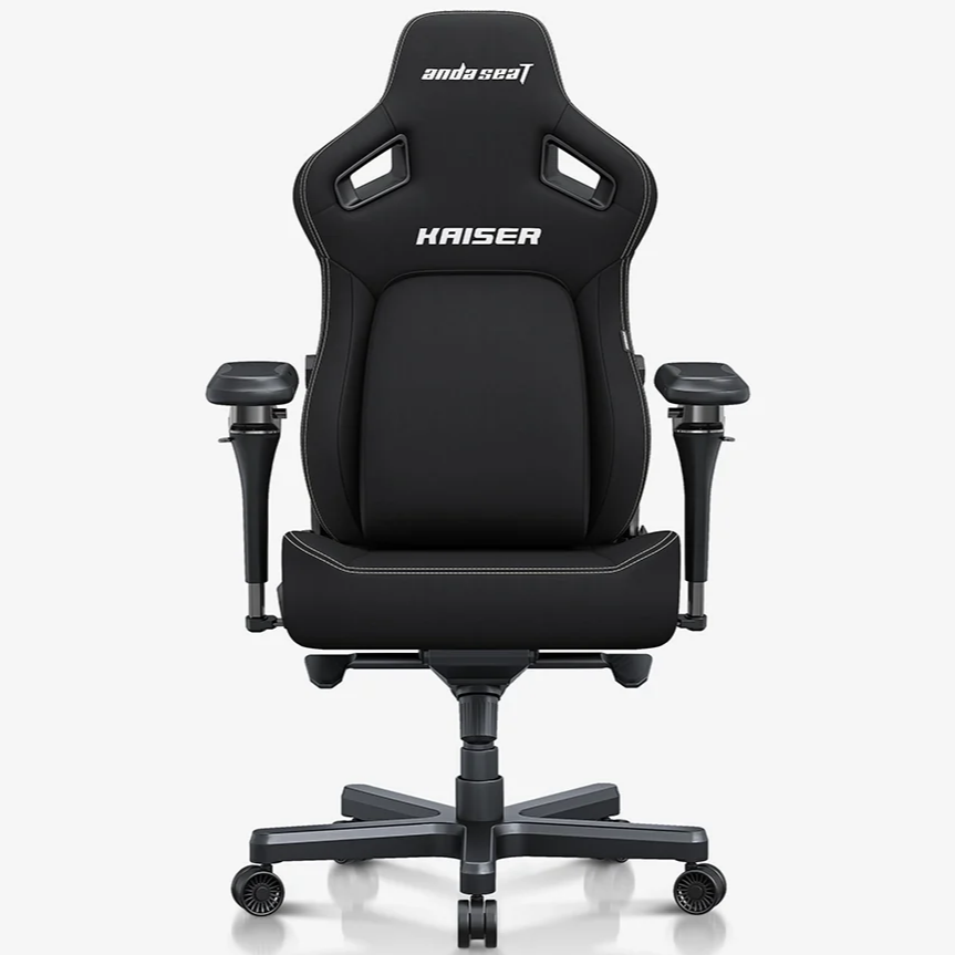 AndaSeat-new-kaiser-4-series-gaming-chair-carbon-black-front AndaSeat Kaiser 4 XL 6D Armrest Gaming Chair Carbon Black Fabric - Image 1