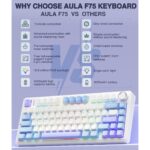 AULA F75 75% Wireless Mechanical Keyboard White + Blue + Purple - Star Vector Switch - Image 4