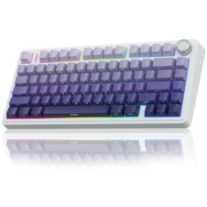 AULA F75 Pro 75% Gasket Wireless Mechanical Keyboard Gradient Purple Side-Engraved Keycaps Star Vector Switch