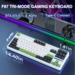 AULA F87 Wireless Mechanical Gaming Keyboard Black + White + Green - Graywood Switch V3 - Image 3