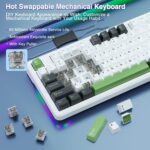 AULA F87 Wireless Mechanical Gaming Keyboard Black + White + Green - Graywood Switch V3 - Image 6
