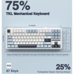 AULA F87 Wireless Mechanical Gaming Keyboard Glacier Blue Graywood Switch V3 - Image 7