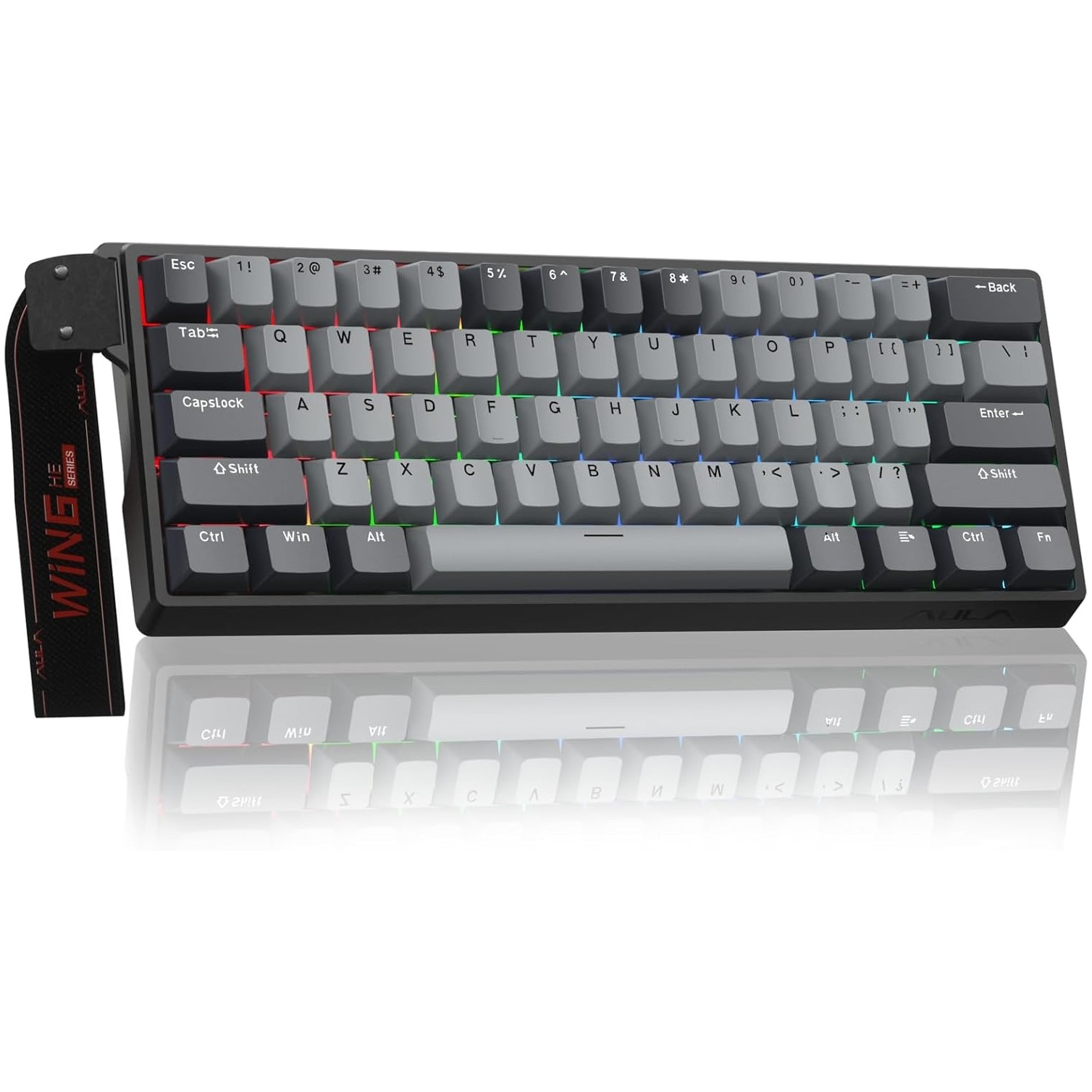 AULA WIN60 HE PRO 60% Mechanical -Gaming Keyboard Wired AULA WIN60 HE Pro 60% Wired Hall Effect Gaming Keyboard – Light Grey/Dark Grey (Meteor Switch) - Image 1