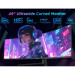 GFury Quantam Edge 49" Curved  5K WQHD 165 Hz Gaming Monitor Silver - Image 3