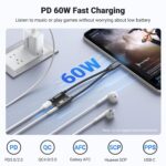 UGREEN 25837 Magnetic 2 in 1 USB C to 3.5mm Audio Adapter and Charger with PD 60W, HiRes 32bit/384kHz, Aux to USB C with Fast Charging - Image 4