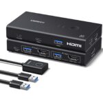 UGREEN 75246 HDMI KVM Switch 1 Monitor 2 Computers, 4 USB 3.0 Ports, 4K@60Hz USB Hub