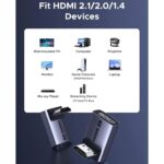 UGREEN 85632 HDMI 2.1 Angled 8K@60Hz 4K@240/144/120Hz 90 & 270 Degree Male to Female Connector 48Gbps Adapter - Image 9