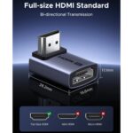 UGREEN 85632 HDMI 2.1 Angled 8K@60Hz 4K@240/144/120Hz 90 & 270 Degree Male to Female Connector 48Gbps Adapter - Image 4