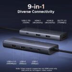 UGREEN 85774 USB-C Dual HDMI Docking Station - 2× HDMI, 2× USB-C, 1× USB-A 3.0, 1× USB-A 2.0, 1× SD card slot, 1× TF (MicroSD) card slot, and 1× USB-C PD power port. Supports Dual 4K@60Hz HDMI. (9-in-1) - Image 2