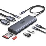 UGREEN 85774 USB-C Dual HDMI Docking Station - 2× HDMI, 2× USB-C, 1× USB-A 3.0, 1× USB-A 2.0, 1× SD card slot, 1× TF (MicroSD) card slot, and 1× USB-C PD power port. Supports Dual 4K@60Hz HDMI. (9-in-1)