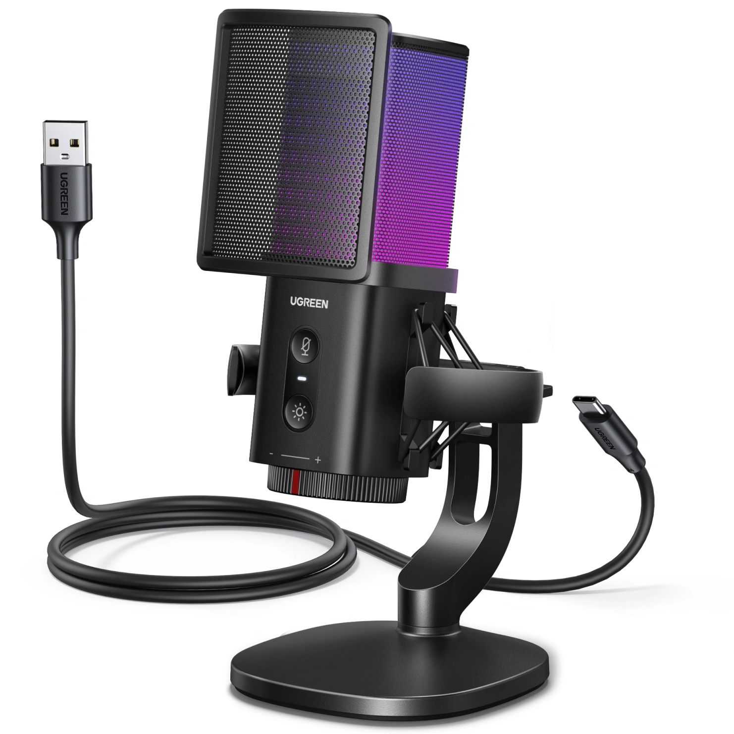 UGREEN-Noise-Cancelling- RGB-7-Light -USB-Desktop-Microphone-65629 UGREEN 65629 Noise Cancelling RGB 7-Light USB Desktop Microphone - Image 1
