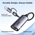 UGREEN 15389 2K@30Hz 1080P 60FPS Video Capture Card 4K Input HDMI to USB 3.0 USB Hub - Image 4