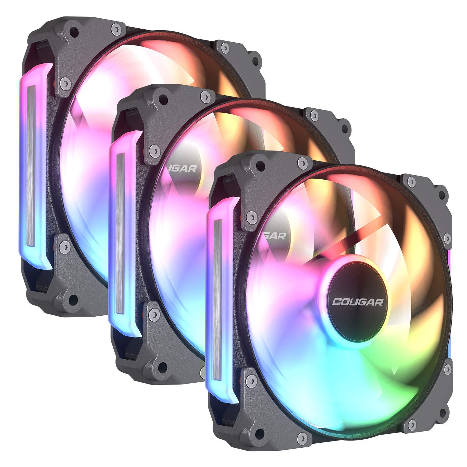 COUGAR APOLAR 120 ARGB Forward Fan 3-Pack – Black – product view COUGAR APOLAR 120 ARGB Forward Fan 3-Pack – Black – product view
