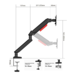 DarkFlash ATLAS-01 single monitor arm dimension diagram