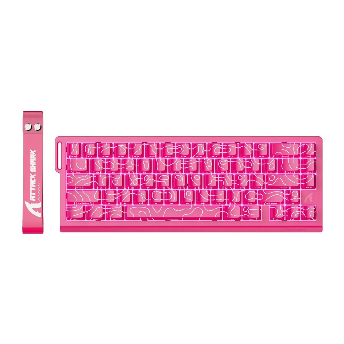 Attack Shark X68 HE Wired Rapid Trigger Magnetic Gaming Keyboard – Rose Red (Pink Contours) — official product view