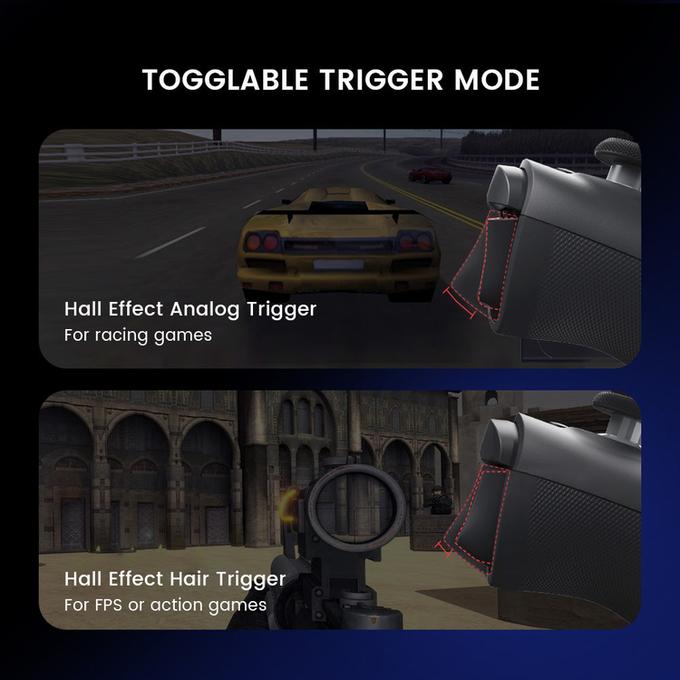 GameSir G8 Plus — Analogue and hair-trigger modes