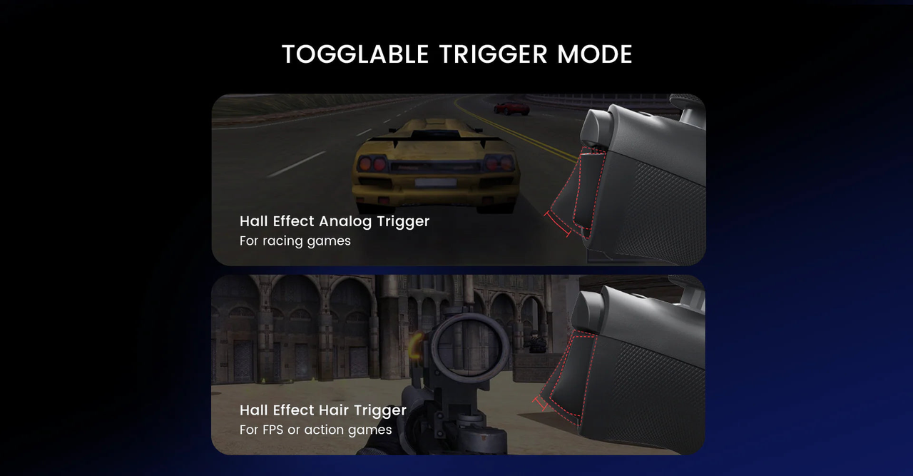 GameSir G8 Plus — Analogue and hair-trigger modes