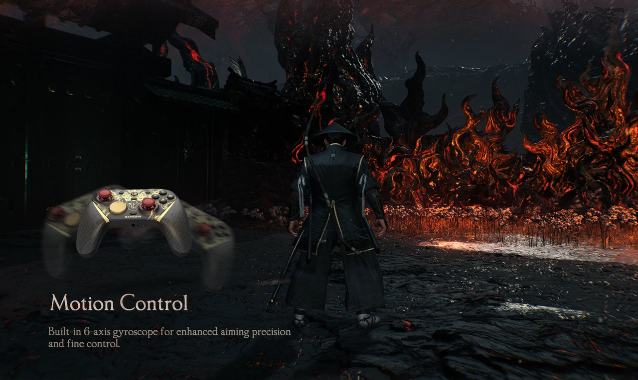 GameSir G7 Pro 8K PC Nioh 3 Edition — Nioh 3 edition motion-control illustration
