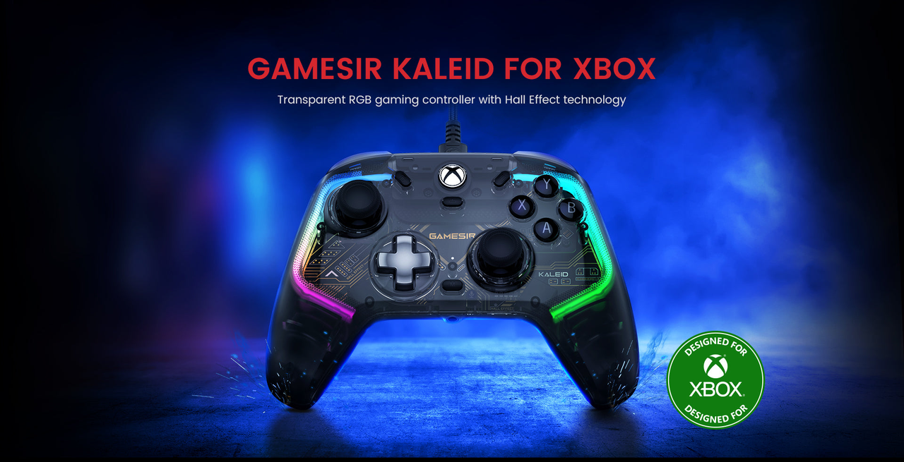 GameSir Kaleid Xbox — Transparent RGB shell on the Xbox Kaleid