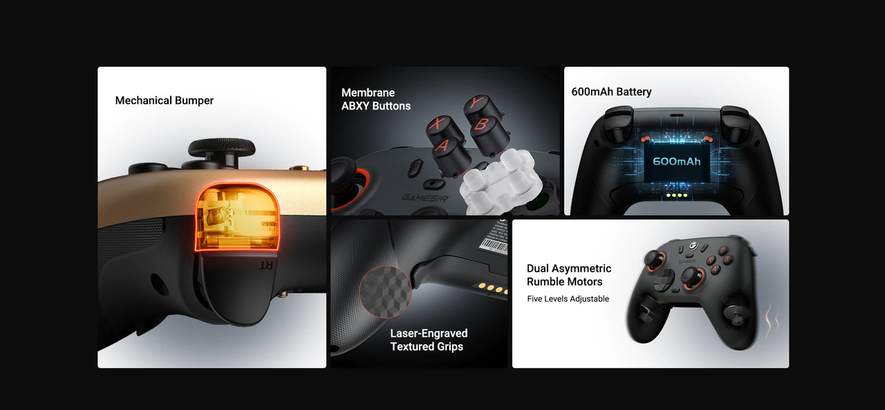 GameSir Nova Lite 2 — Membrane ABXY, battery, textured grips and vibration