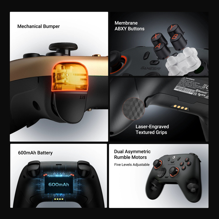 GameSir Nova Lite 2 — Membrane ABXY, battery, textured grips and vibration