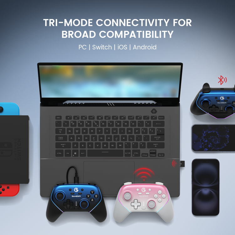 GameSir Super Nova — Super Nova tri-mode platform connections illustration