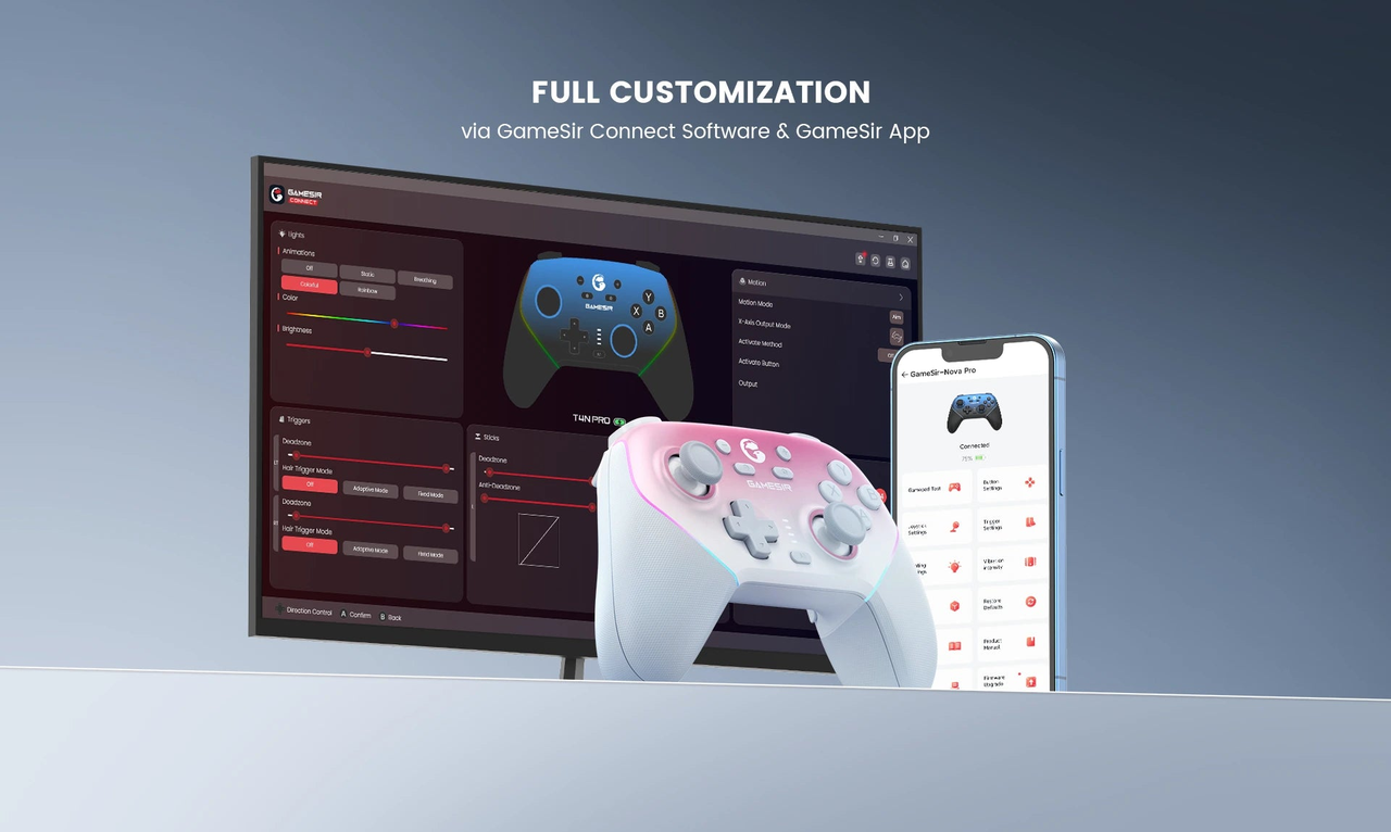 GameSir Super Nova — Super Nova GameSir Connect and GameSir App customization illustration